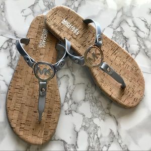 NWOB Michael Kors Silver Cork Sandals